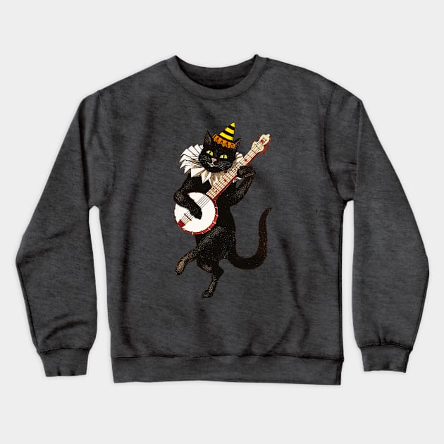 Dancing Banjo Party Cat Crewneck Sweatshirt by sticks and bones vintage